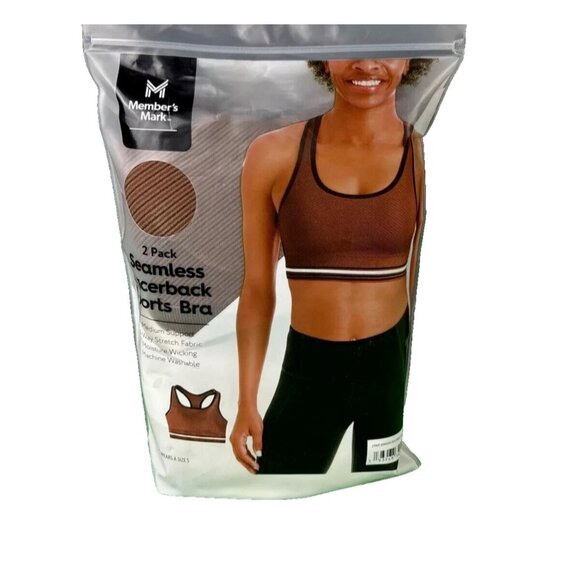 Member's Mark Seamless Racerback Sports Bra 2 pack Size: L NIP - Picture 1 of 6